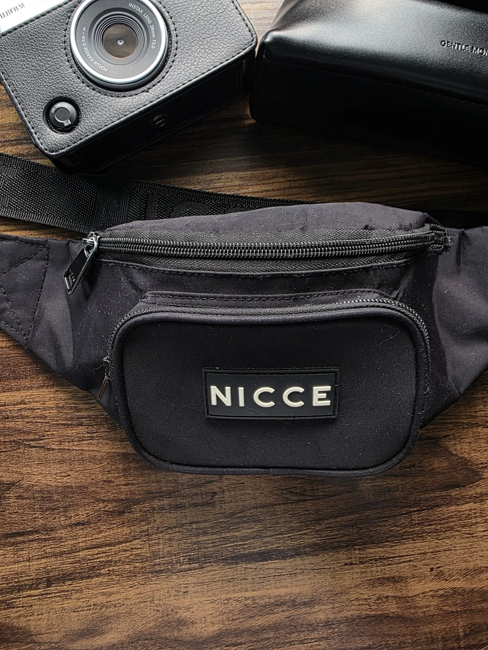 NICCE Black Nylon Waist Bag / Fanny Pack Fitness Bag